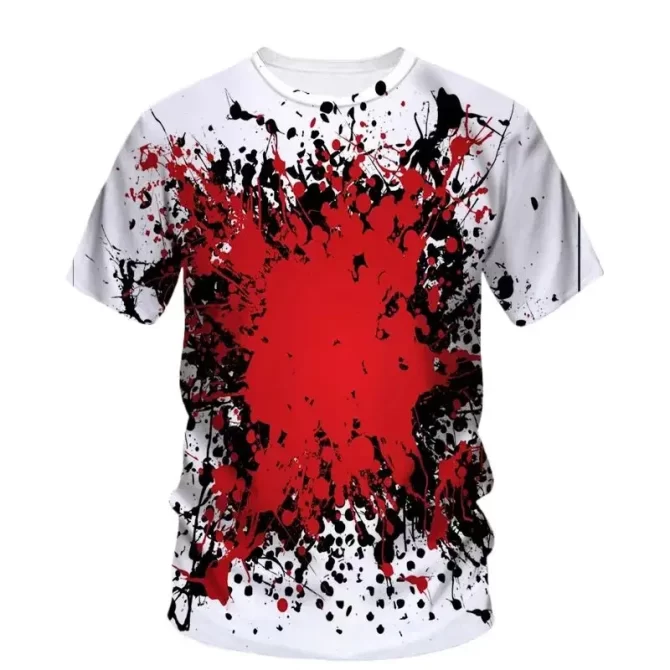 Summer Halloween Horror Blood Creative Printed T-Shirt Fashion Casual 3d Printed Personality Plus Size O Collar Short Sleeve 2