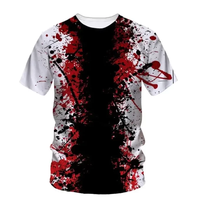 Summer Halloween Horror Blood Creative Printed T-Shirt Fashion Casual 3d Printed Personality Plus Size O Collar Short Sleeve 5