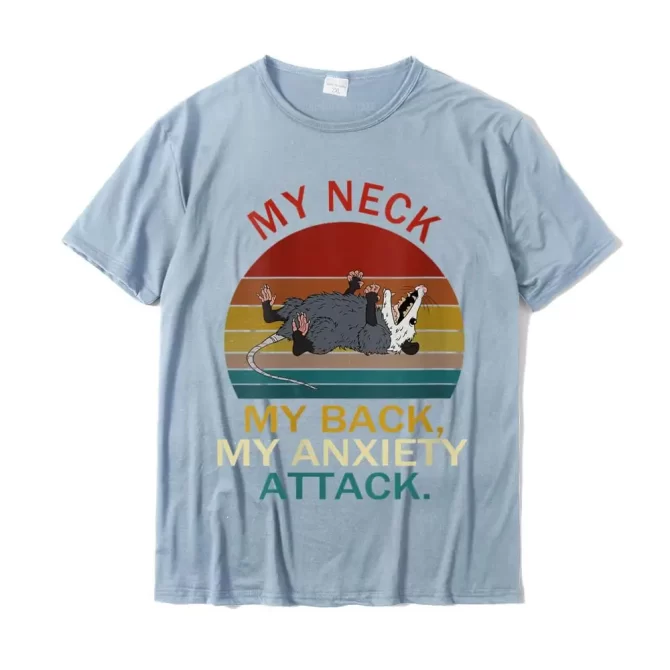 Womens My Neck My Back My Anxiety Attack Opossum Sunset Round Neck T-Shirt Cotton Boy Tops Shirt Summer T Shirts Summer Company 3