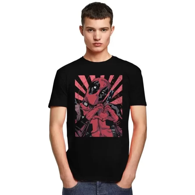 Cool Deadpool Hand Heart T Shirt Men Short Sleeved T-shirts Printed Tee Tops Cotton Regular Fit Tshirt Gift 5