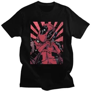 Cool Deadpool Hand Heart T Shirt Men Short Sleeved T-shirts Printed Tee Tops Cotton Regular Fit Tshirt Gift 1