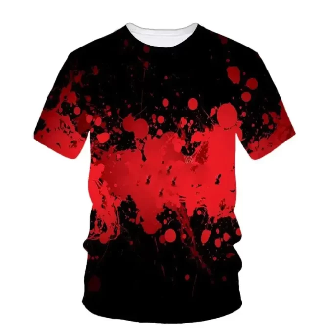 Summer Halloween Horror Blood Creative Printed T-Shirt Fashion Casual 3d Printed Personality Plus Size O Collar Short Sleeve 4