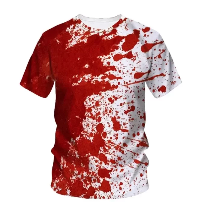 Summer Halloween Horror Blood Creative Printed T-Shirt Fashion Casual 3d Printed Personality Plus Size O Collar Short Sleeve 1