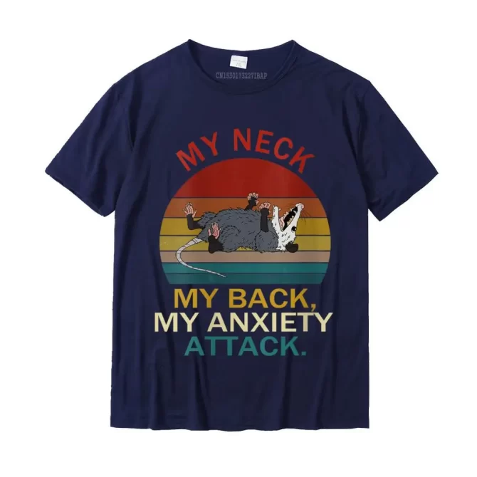 Womens My Neck My Back My Anxiety Attack Opossum Sunset Round Neck T-Shirt Cotton Boy Tops Shirt Summer T Shirts Summer Company 4