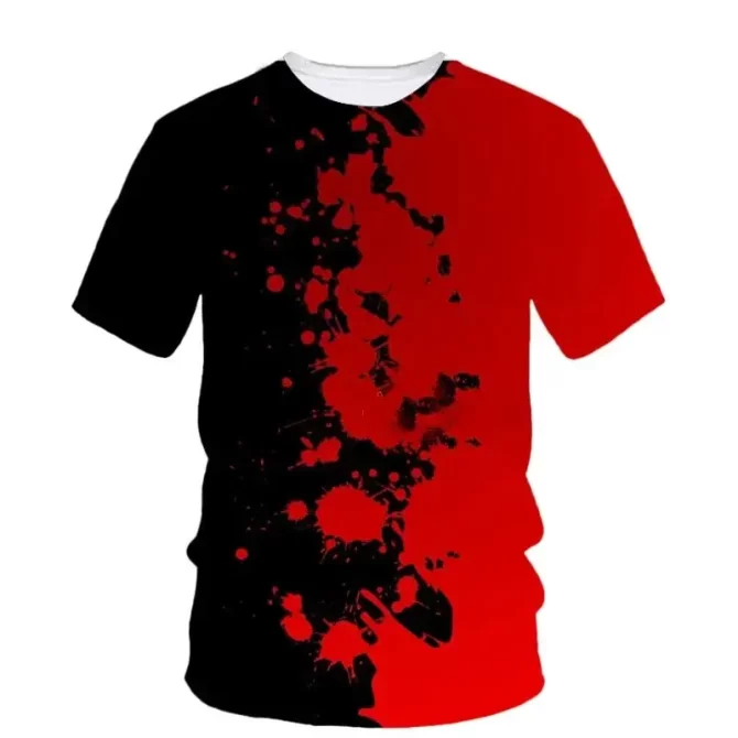 Summer Halloween Horror Blood Creative Printed T-Shirt Fashion Casual 3d Printed Personality Plus Size O Collar Short Sleeve 3