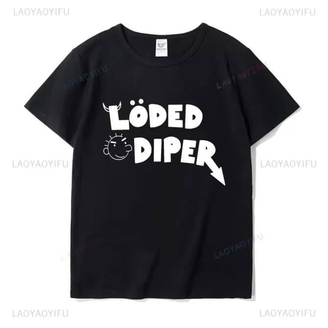 Funny Clothes LODED DIPER DIARY OF A WIMP KID Printed T-shirt Tops Men Women Summer Comfortable Tops Unisex Street Fashion 4