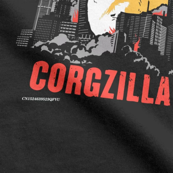 Men CORGZILLA Corgi Dog Tshirt Pup Fluff Pet Premium Cotton Clothing Funny Harajuku Manga Tees Party T-Shirts 4